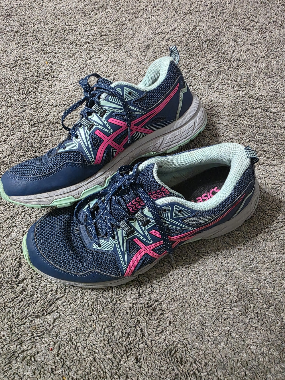 ASICS Women's Navy and Pink Running Shoes